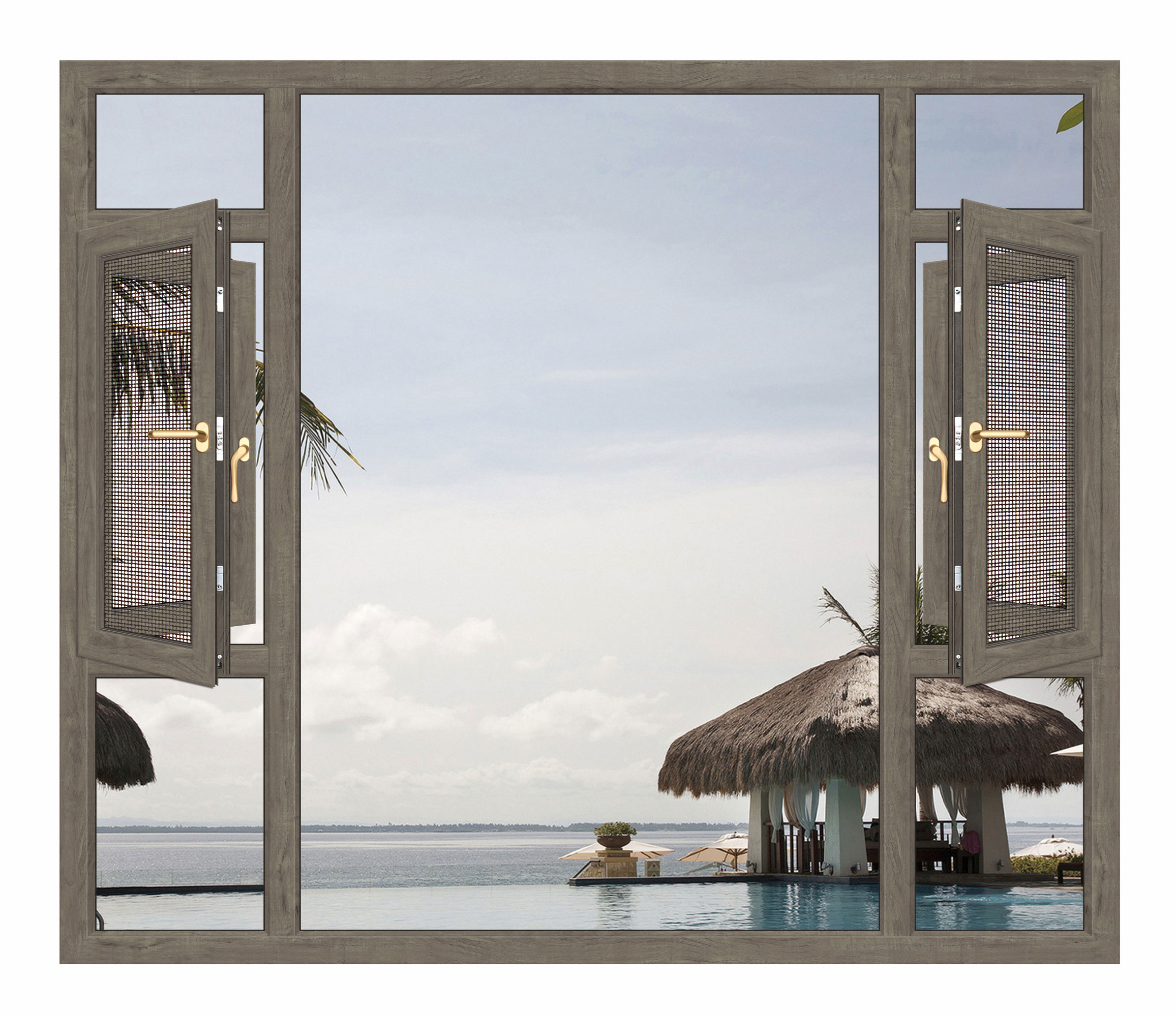 135 series outward opening window integrated with screen